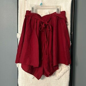 Deep red loose flowing shorts